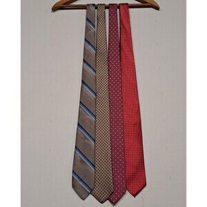 Lot Of 4 Silk Ties Repp Dot Geometric Tommy Hilfiger College Roe 3 Inch